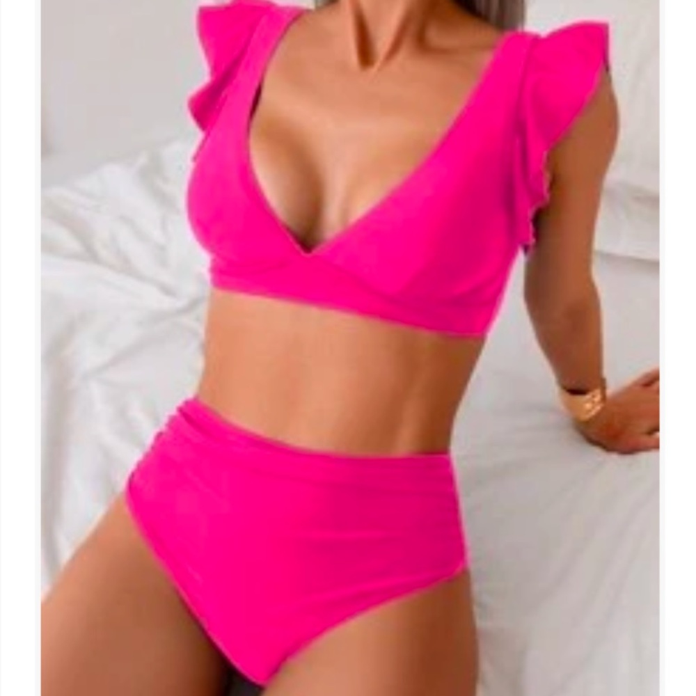 SHEIN Women’s Pink Ruffle Bikini Set